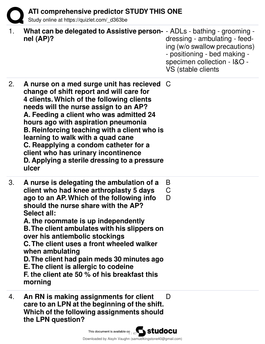 VATI Comprehensive Predictor exam 2023/2024 graded A latest version