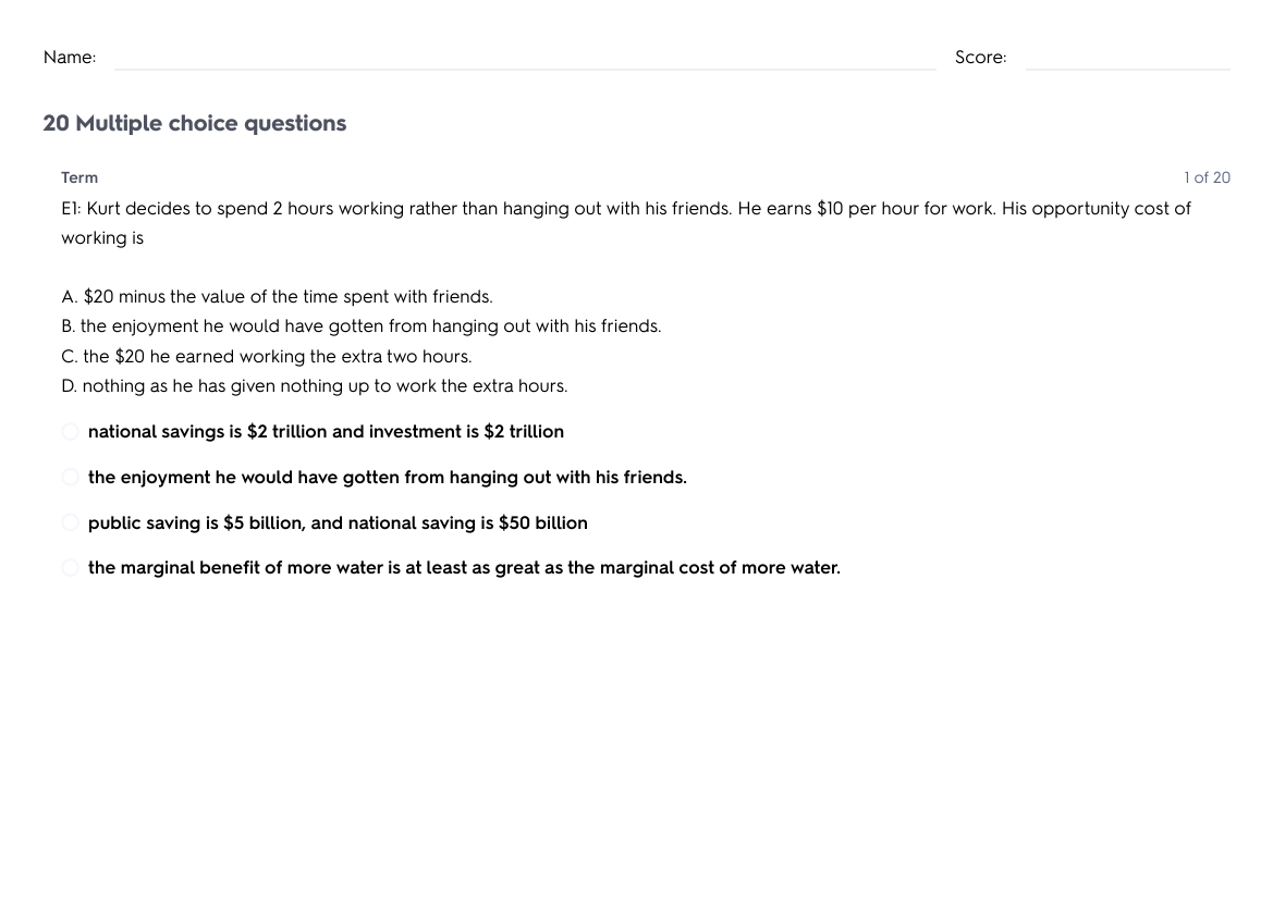 Underwood Macroeconomics Final (Compilation of Exams 1, 2, 3 & Final) 80% of all Questions Answered 20% Left unsolved, Take the Challenge & Test your Knowledge!