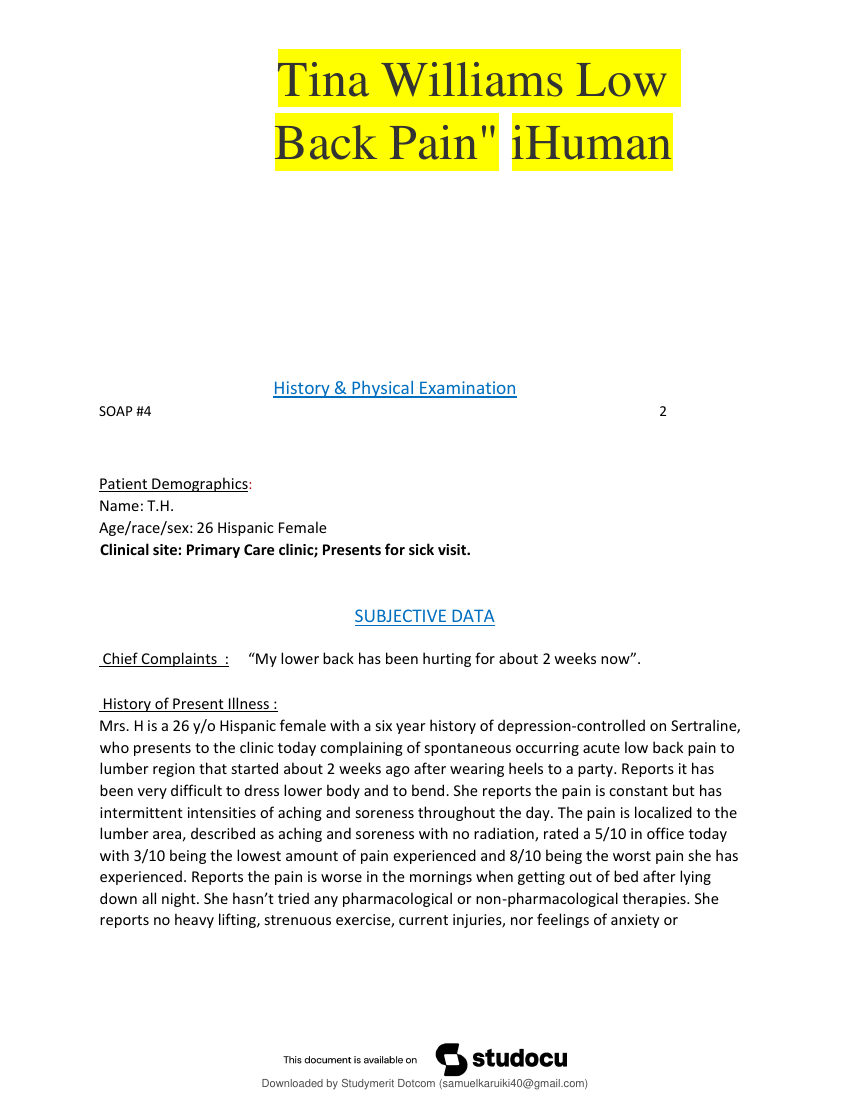 i-HUMAN CASE STUDY: TINA WILLIAMS WITH LOW BACK PAIN | REAL QUESTIONS AND ANSWERS