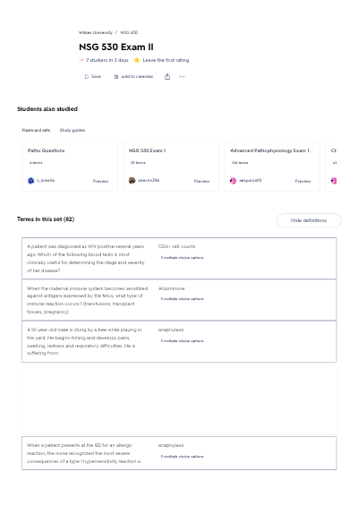 NSG 530 Exam 2 Advanced Pathophysiology-Wilkes Newest 2025/2026 Complete Questions And Correct Detailed Answers (Verified Answers)|Brand New Version