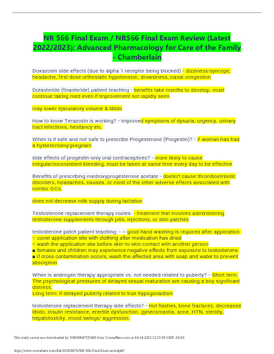 NR566 WEEK 8 FINAL EXAM