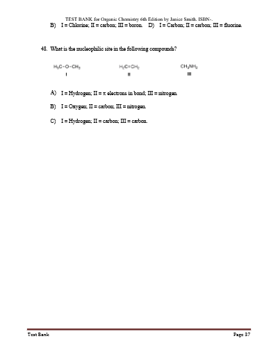 Test bank for organic chemistry 6th edition by janice smith isbn complete chapters