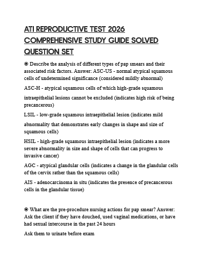 Ati reproductive test 2026 comprehensive study guide solved question