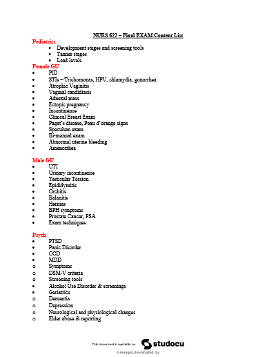 NUR 622 FINAL EXAM PREP NEWEST 2026/2027 COMPLETE 100 QUESTIONS AND CORRECT DETAILED A