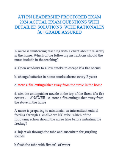ATI PN Leadership Exam Questions & Solutions Guide