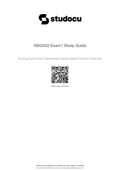 NSG 432 Exam 1 (Latest 2026/2027 Update) | Complete Exam Questions with Verified Answers and Detailed Rationales | GTPAL, Naegele's Rule, Pregnancy Signs | A+ Graded