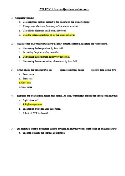ATI TEAS 7 2026 FULL VERSION WITH (READING, SCIENCE, MATH, ENGLISH AND LANGUAGE USE) TO PASS