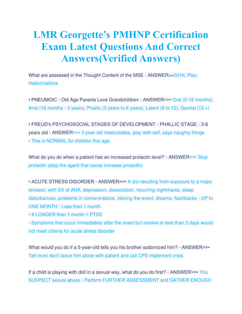 LMR - GEORGETTE-S PMHNP CERTIFICATION EXAM LATEST