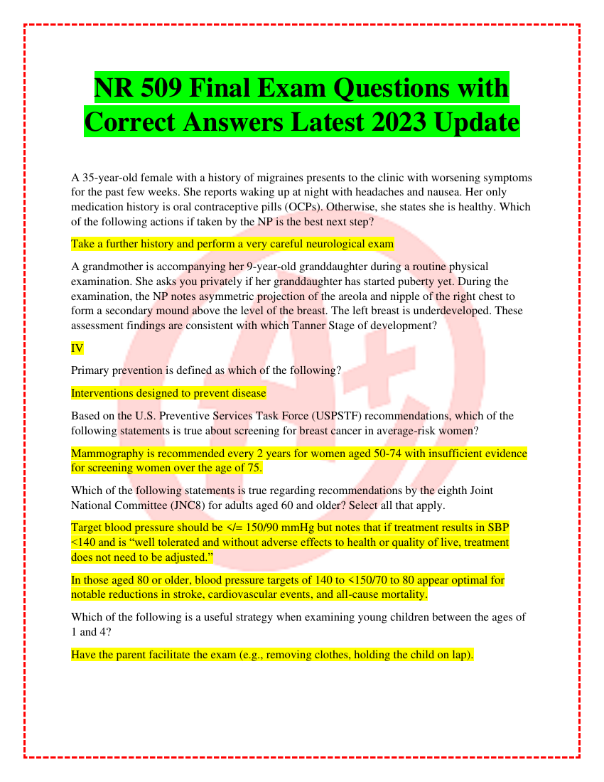 NR 509 Final Exam