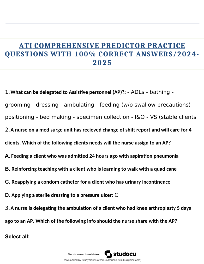 RN Comprehensive Retake Predictor  Exam