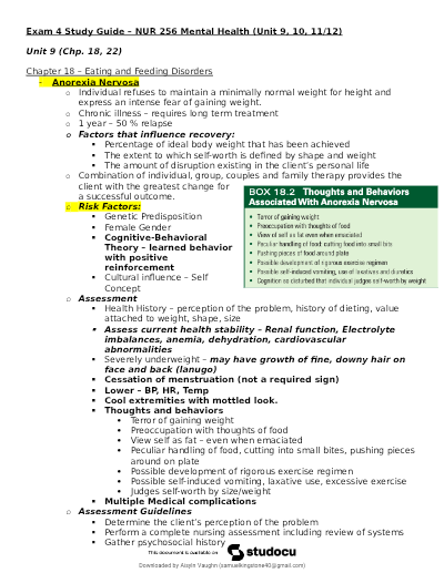 256 mental exam 4 study guides