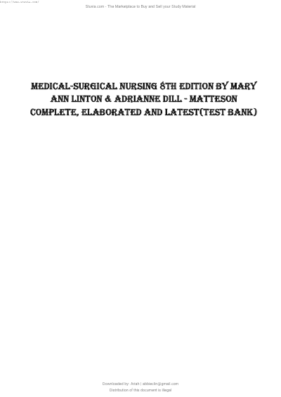 Medical–Surgical Nursing – Test Bank (8th Edition, Linton & Matteson), Exams of Nursing