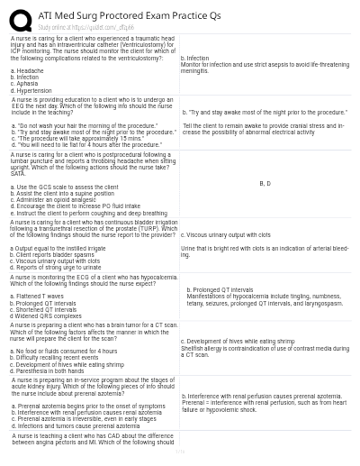 ATI Med Surg Practice Questions for Nursing Success