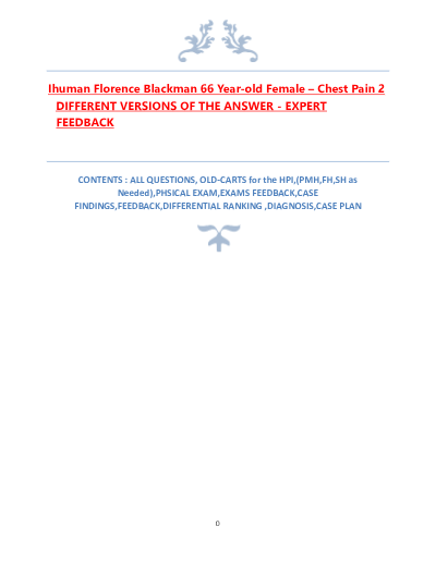 Ihuman Florence Blackman 66 Year-old Female - Chest Pain