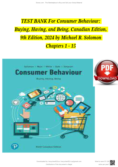 Complete Test Bank: Consumer Behaviour: Buying, Having, and Being, Seventh Canadian Edition (9th