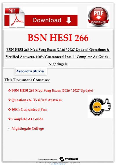 MED SURG HESI Exams V1 And V2 - 2026/2027 Update Actual Exam Questions With Verified Answers, 100% Guaranteed Pass || Complete A+ Guide