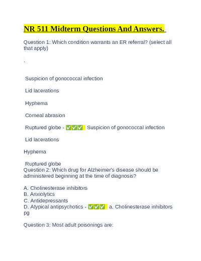 NR511 Week 4 Midterm Exam