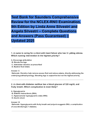 Silvestri, L. A., & Silvestri, A. E. (2025). Saunders Comprehensive Review for the NCLEX-PN® Examination (9th ed.). Elsevier.