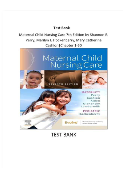 Test Bank for Maternal Child Nursing Care 7th Edition by Shannon