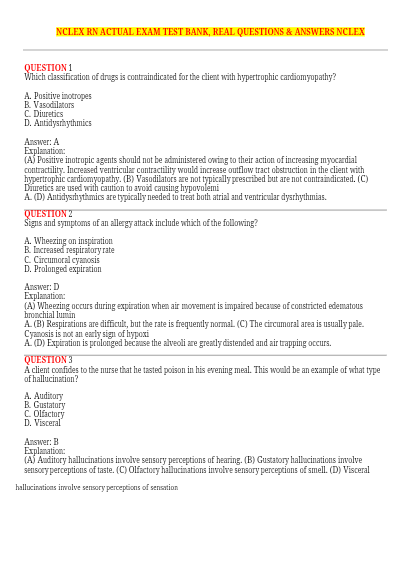 Nclex rn actual exam test bank real questions answers nclex