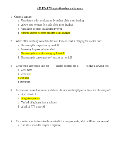 ATI TEAS 7 TEST BANK 350+ QUESTIONS AND ANSWERS LATEST JULY 2022 | 2022 BEST GUIDE ATI TEAS 7