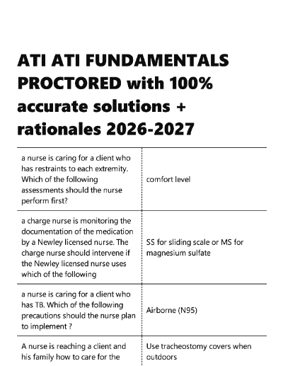 ATI PN FUNDAMENTALS 2026 PROCTORED EXAM