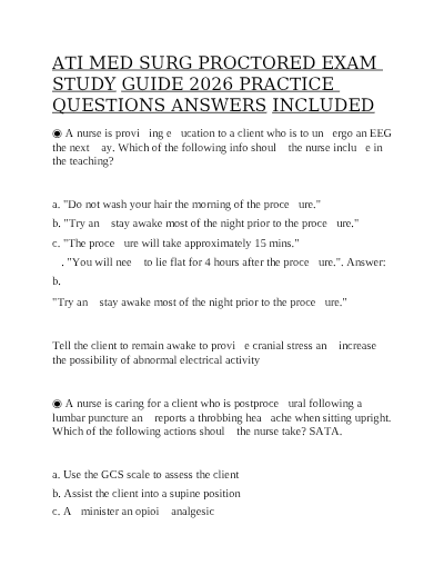 ATI Med-Surg Proctored Exam Test Bank 2025 (New Edition) – Revised with 100% Correct Answers