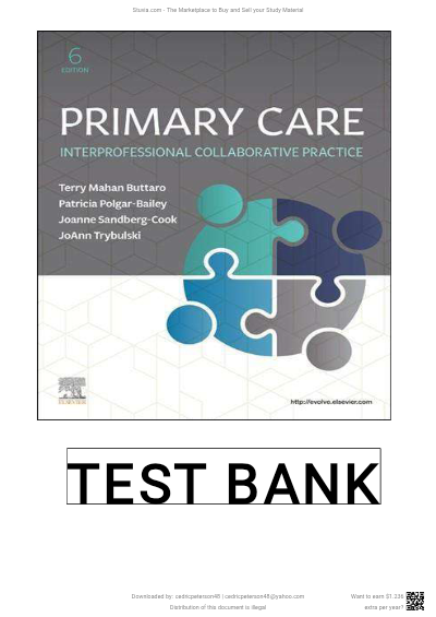 TEST BANK - Advanced Health Assessment and Clinical Diagnosis in Primary Care 6th Edition by Joyce E