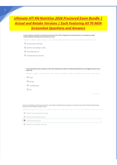 ATI RN Nutrition 2026 Proctored Exam