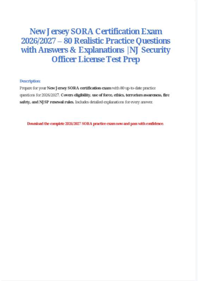 New Jersey SORA Certification Exam – Questions and Answers (2026/2027)