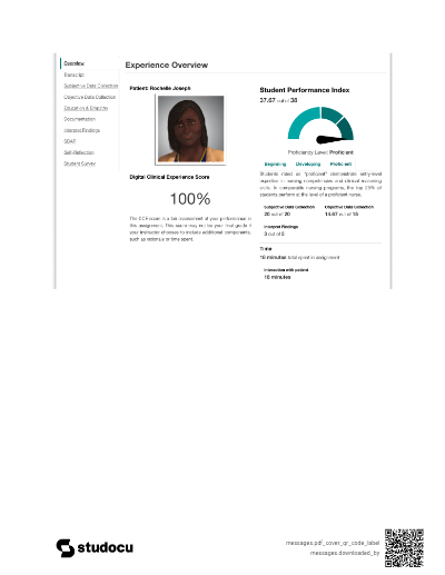 Shadow Health Cardiovascular Assessment: Rochelle Joseph (DCE) | Updated with complete solutions