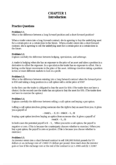 Solutions Manual for John C Hull Options, Futures and Other Derivatives