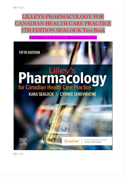 Lilley’s Pharmacology for Canadian Health Care Practice 5th Edition — Test Bank with Answers and Rat