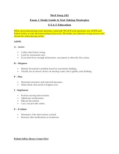 NUR 242 Med-Surg Exam 2 Prep 2026 – Electrolytes and Fluid Balance Test Bank