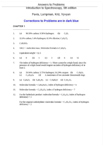 Introduction to Spectroscopy 5th Edition By Donald Pavia, Gary Lampman, George Kriz, James Vyvyan (Solution Manual)